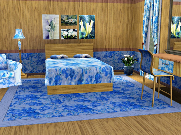 Sims 3 — marcorse_prettyblue by marcorse — A soft and pretty, blue floral pattern of anemones and butterflies - in