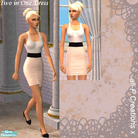 Sims 2 — Two in one light dress by ali-p — This tight highwaisted skirt is the perfect component with the belt and white