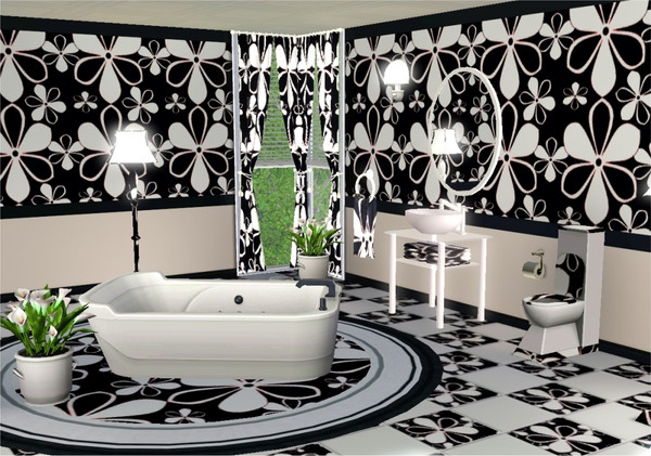 Sims 3 — marcorse_domino daisy pattern by marcorse — Daisies, as big and bold as they come in stark black and white, with