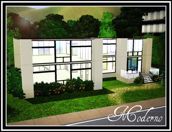 Sims 3 — Moderno by Bugab00 — This a very open modern home with two floors and no walls. You have the flexibility of