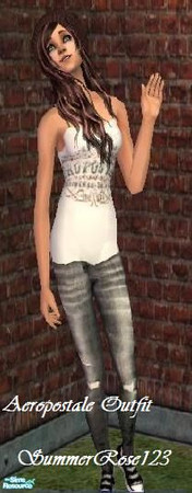 Sims 2 — Aeropostale Outfit by SummerRose123 — A cute Aeropostale outfit with a tanktop and skinny jeans with converse.