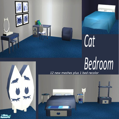 Sims 2 — Cat Bedroom by qth11 — The perfect bedroom for cat lovers. Includes bed mesh and one recolour, coffeetable, 2