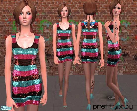 Sims 2 — Dare - Sequin by pretty_baby — a set of 5 dresses with sheer tights. Mesh by glamorous Lounge Is needed. Click