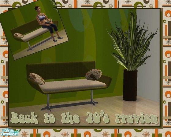 Sims 2 — Retro Living - Amve Rlloveseat by TSR Archive — Part of the Retro LivingSet, Loveseat in green and Chrome