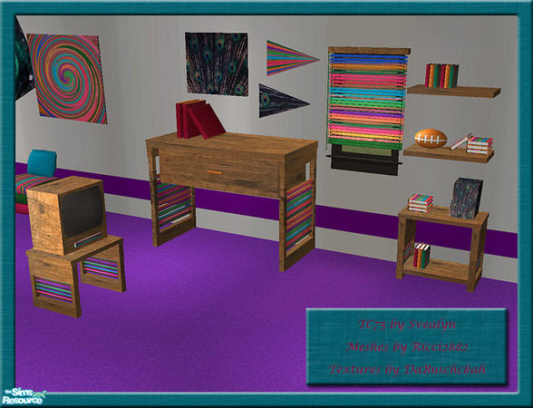 Sims 2 — Svealyns TC75 Teen Bedroom Extras by Svealyn — A recolour of \"Grim\'s Chemical Romance Dorm Extras\"