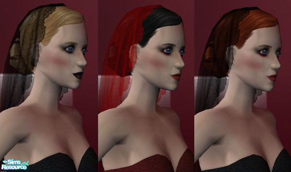 Sims 2 — Goth Wedding Hairset by yve — For your goth sims... Elder version always with black veil