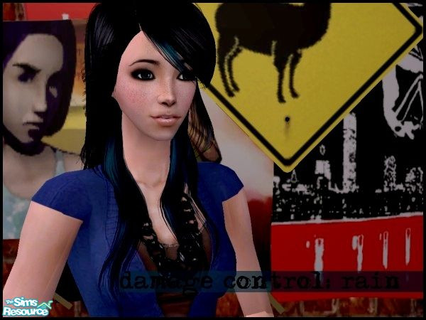 Sims 2 — Damage Control; Rain by Heidi_Larking — Blue recolour of Rose Sims 2\'s #62 mesh.