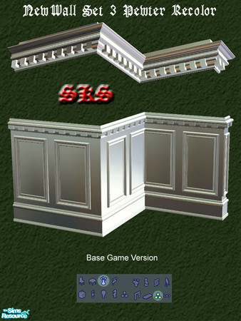 Sims 2 — NewWall Set #3 Metalics Recolor set  - Pewter by 71robert13 — Metalic pewter recolor for Set 3 of the NewWall