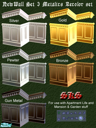 Sims 2 — NewWalls Set 3-MGAL Metalic Recolor by 71robert13 — Metalic finishes for Set 3 of the NewWall System.