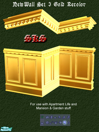Sims 2 — NewWalls Set 3-MGAL Metalic Recolor - Gold by 71robert13 — Metalic gold finish for Set 3 of the NewWall System.