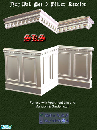 Sims 2 — NewWalls Set 3-MGAL Metalic Recolor - Silver by 71robert13 — Metalic silver finish for Set 3 of the NewWall