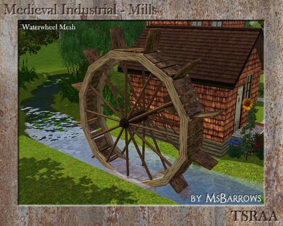 Sims 3 — Ye Olde Waterwheel by MsBarrows — Yearning to build a rustic mill? This oversized sculpture adds the perfect