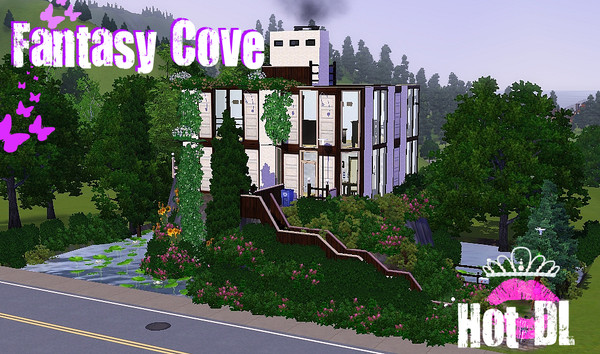 Sims 3 — Fantasy Cove by Pink3_Princess — 1 bed, 1 large bath,1 dinning area with fire place, office area overlooking