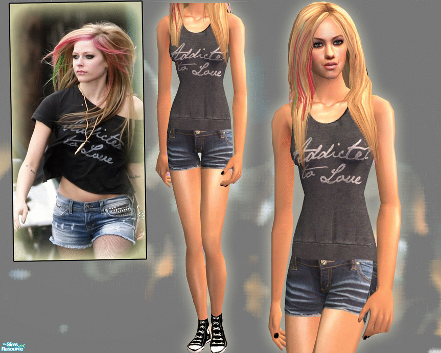 The Sims Resource - Avril Lavigne - What the hell OUTFIT