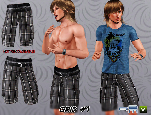 Sims 3 — R2M Grid #01 by rmm1182sims3 — Model: Taylor Keating Grids shorts cargo for man adults and young adults. Hope