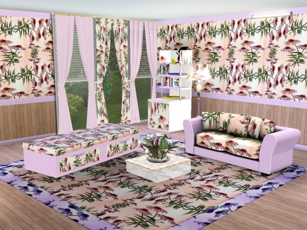 Sims 3 — marcorse_coneflowers pattern by marcorse — Purple coneflowers, large and small, make up this repeat pattern.