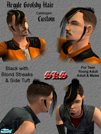 Sims 2 — Argyle Goolsby Hair - Streaked Set - Black / Blond by 71robert13 — Modeled after Argyle Goolsby\'s (from