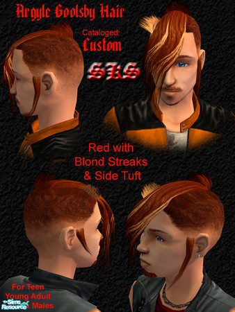Sims 2 — Argyle Goolsby Hair - Streaked Set - Red / Blond by 71robert13 — Modeled after Argyle Goolsby\'s (from BlitzKid)