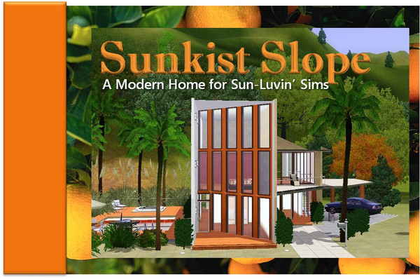 Sims 3 — Sunkist Slope by brixgirl2 — Modern home with curious dimensions and great layout. Features large eat-in
