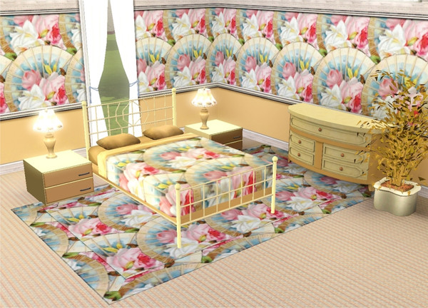 Sims 3 — marcorse_rose fans pattern by marcorse — A delicate and old-fashioned wallpaper pattern, featuring roses and