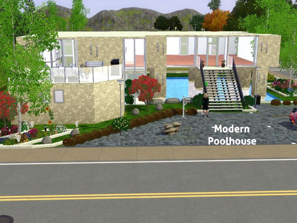 Sims 3 — Modern Poolhouse by DO5NBR — The highlight of this home is its roofed swimmingpool. The open plan of the house