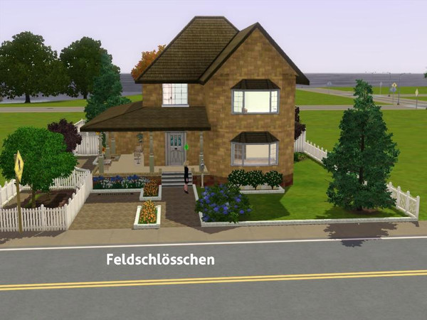 Sims 3 — Feldschloesschen by DO5NBR — A 2 bed, 3 bath house with a beautiful garden including a pond, driveway and wrap