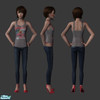 Sims 2 — T-Shirt and Jeans by Shounte — Gray \"American\" T-Shirt and jeans for adult female.