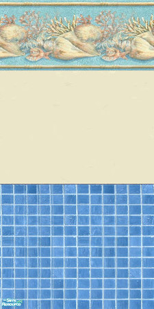 Sims 2 — blue and yellow bathroom wall by mmbunny — sea life themed tile wall!