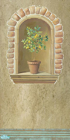 Sims 2 — Etruscan Wall by mmbunny — earthy wall with elegance