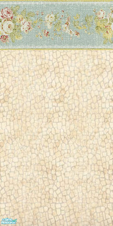 Sims 2 — AntiqueRoses by mmbunny — painted crackled wall with rose motif