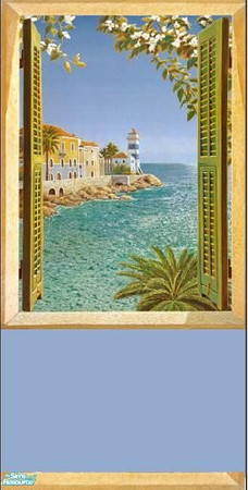 Sims 2 — Lighthouse Beach Wall Set - Lighthouse Beach Mural 1 by Gumby_Girl — 1st of a Set of 4 Lighthouse beach mural