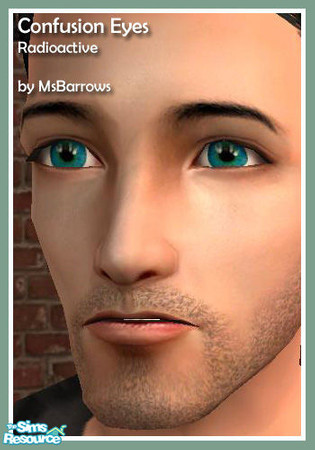 Sims 2 — Confusion Eyes - Radioactive by MsBarrows — A very bright blue eye touched with bright green around the pupil.