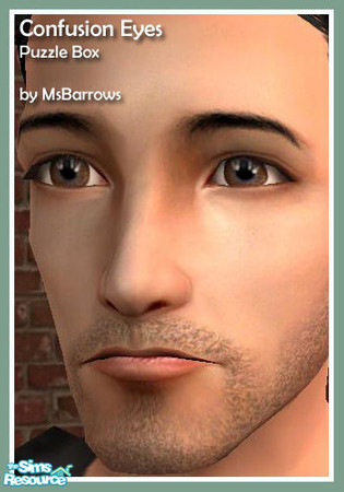 Sims 2 — Confusion Eyes - Puzzle Box by MsBarrows — A medium brown eye with an edge of deep lavender blue around the