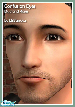 Sims 2 — Confusion Eyes - Mud and Roses by MsBarrows — A very dark greenish-brown eye edged with reddish-brown around the