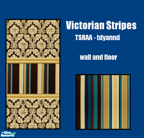 Sims 2 — Victorian Stripes Set by tdyannd — A matching wall and floor.