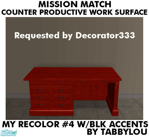 Sims 2 — TL - MM CounterProdWorkSurfDesk Recolor04BlkWd by TabbyLou — My Recolor #4 Wood with Black accents Recolor of