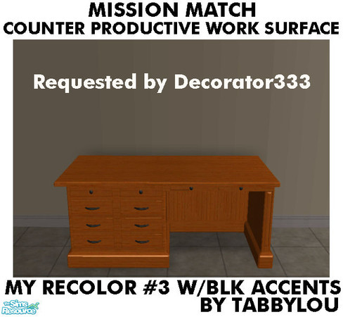 Sims 2 — TL - MM CounterProdWorkSurfDesk Recolor03BlkWd by TabbyLou — My Recolor #3 Wood with Black accents Recolor of