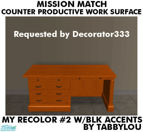 Sims 2 — TL - MM CounterProdWorkSurfDesk Recolor02BlkWd by TabbyLou — My Recolor #2 Wood with Black accents Recolor of