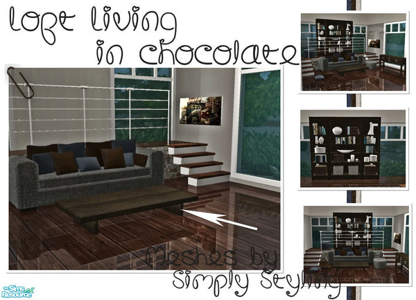 Sims 2 — Loft Living in Chocolate - Coffee table by ~Monica~ — Requires loft living meshes by Simply Styling on page 9 of