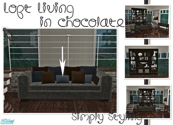 Sims 2 — Loft Living in Chocolate - Couch Pillows by ~Monica~ — Requires loft living meshes by Simply Styling on page 9
