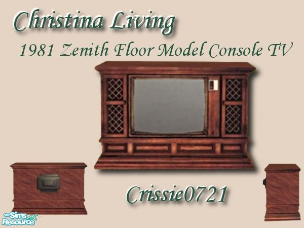 Sims 2 — Christina Living - TV by Crissie0721 — 1981 Zenith floor model console TV. I still have one of these! :o)