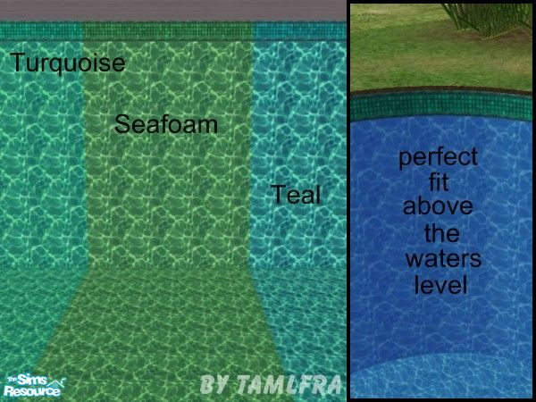 Sims 2 — Liquid by tamlfra — The decorative border on these walls fits exactly above the water line of your pool...