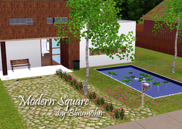 Sims 3 — Modern Square House by Blaumohn — Modern squarish housing. - 2 bedrooms - 2 bathrooms - 1 kitchen/ dining/