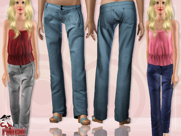 Sims 3 — Jean by RedCat — 1 Recolorable Pallet. 3 Styles. Game Mesh. ~RedCat