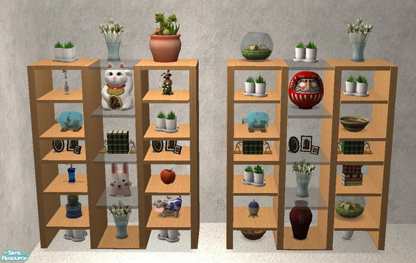 Sims 2 — Tall Wall Unit in Light Wood by TheNinthWave — 