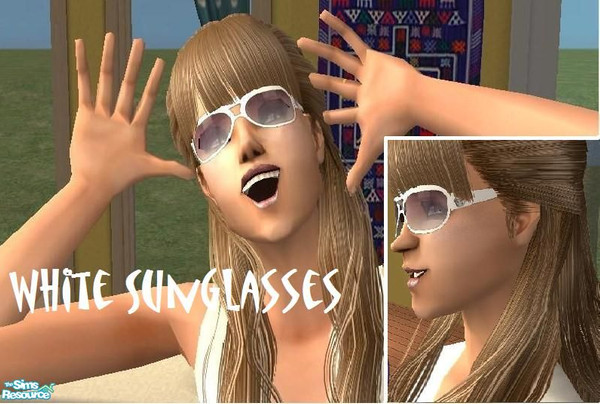 Sims 2 — White Sunglasses by SummerRose123 — White sunglasses with purple shades!