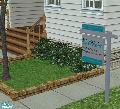 Sims 2 — Sky Blue Simlish Recolor by TheNinthWave — This is a sky blue simlish recolor of my for sale sign.