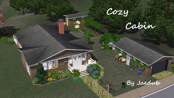 Sims 3 — Cozy Cabin by jaedub2 — this cozy cabin style home features 1 open style bedroom with an office and artist