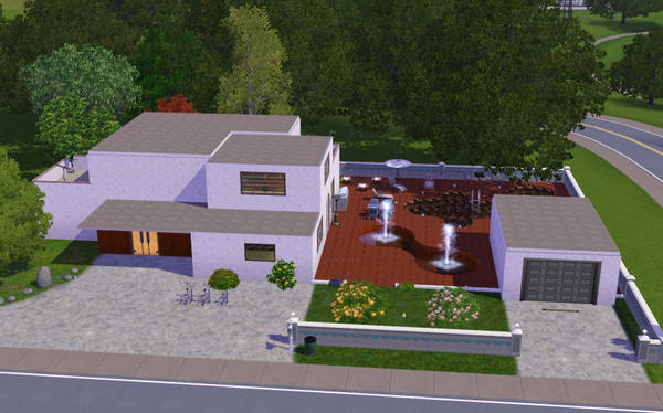 Sims 3 — Modern House The Two by GangstR — 3 bedrooms, 1.5 bathrooms, 1 rounded pool, 1 gameroom, 1 garage / 3 chambres,