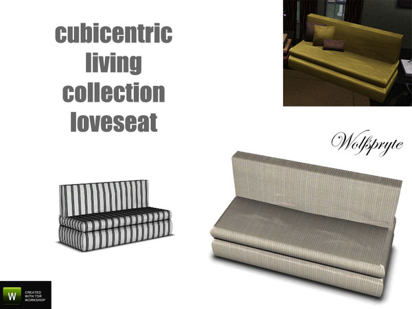 Sims 3 — Cubicentric Loveseat *TSRAA* by wolfspryte — Part of the Cubicentric Living Collection